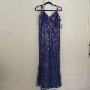a mermaid cut, beautiful long sequence dress!